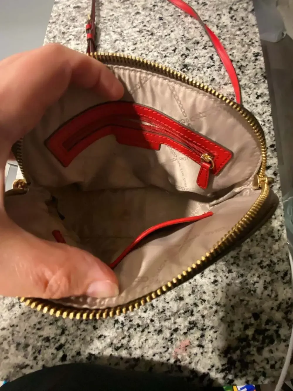 Michael Kors Jet Set Charm Large Dome Crossbody in Brown and Red